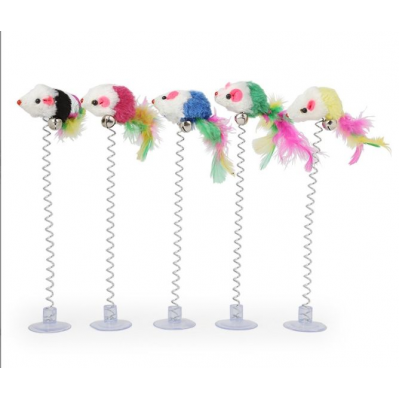 Spring feather cat teasing stick